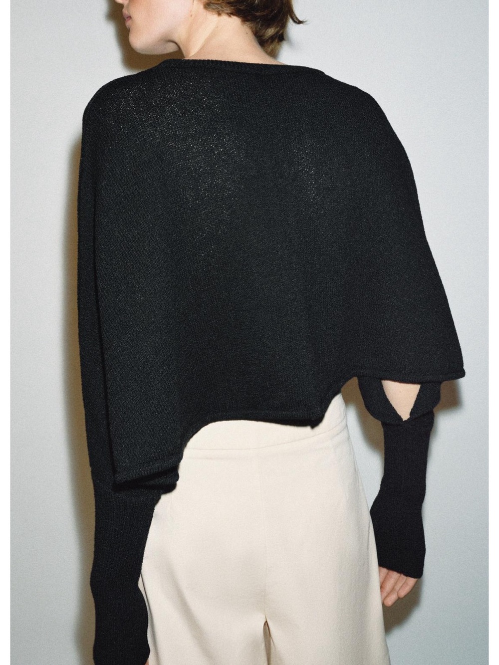 Zara Black Cropped Boatneck Sweater